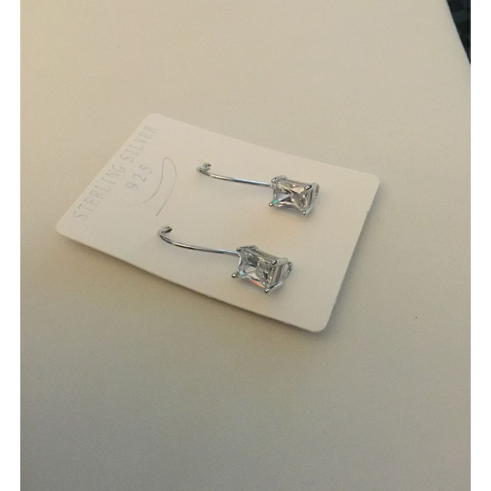 2 Ct. Sim Diamond Emerald Wire Earrings-.925 Sterling